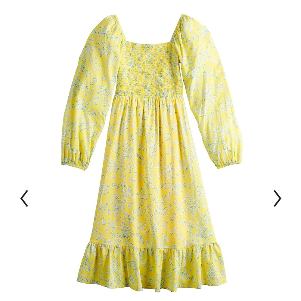 Draper James Smocked Long Sleeve Midi Dress